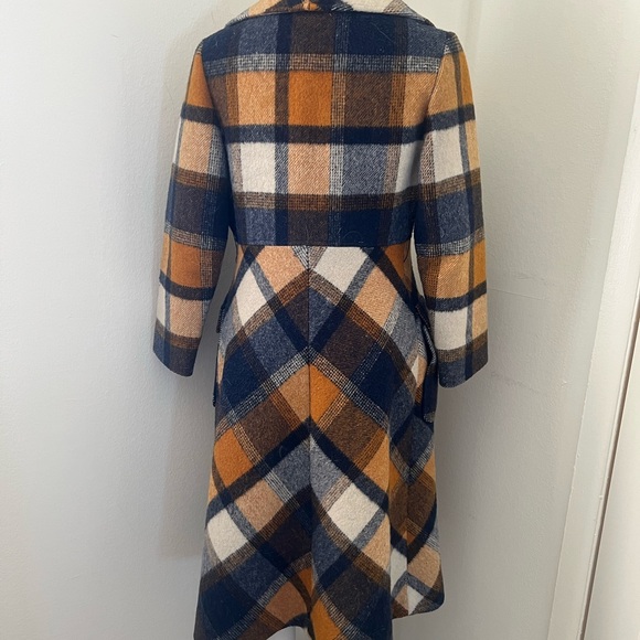 Vintage Jill Jr. Rust Orange and Navy Plaid Wool Coat as is - Picture 11 of 12